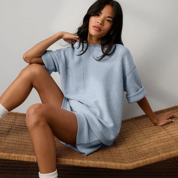 Lunya Silksweats™ Midweight‎ Reversible Short Welkin Blue Size Large - Picture 3 of 10